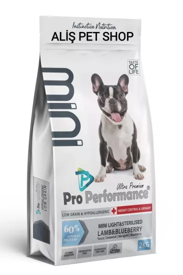 Pro Performance Light Mini Irk Kuzulu ve Yaban Mersinli Diyet Kısırlaştırılmış Yetişkin Köpek Maması 2 Kg