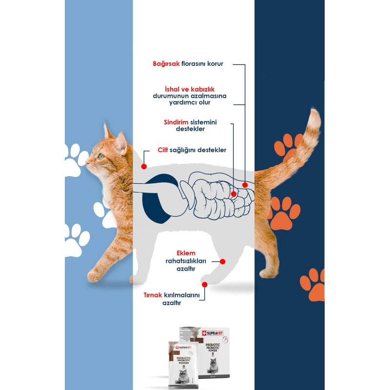Supravet Toz Probiyotik + Prebiyotik Kedi Bağışıklık Sistemi Güçlendirici 30 ADET X 1.5 GR