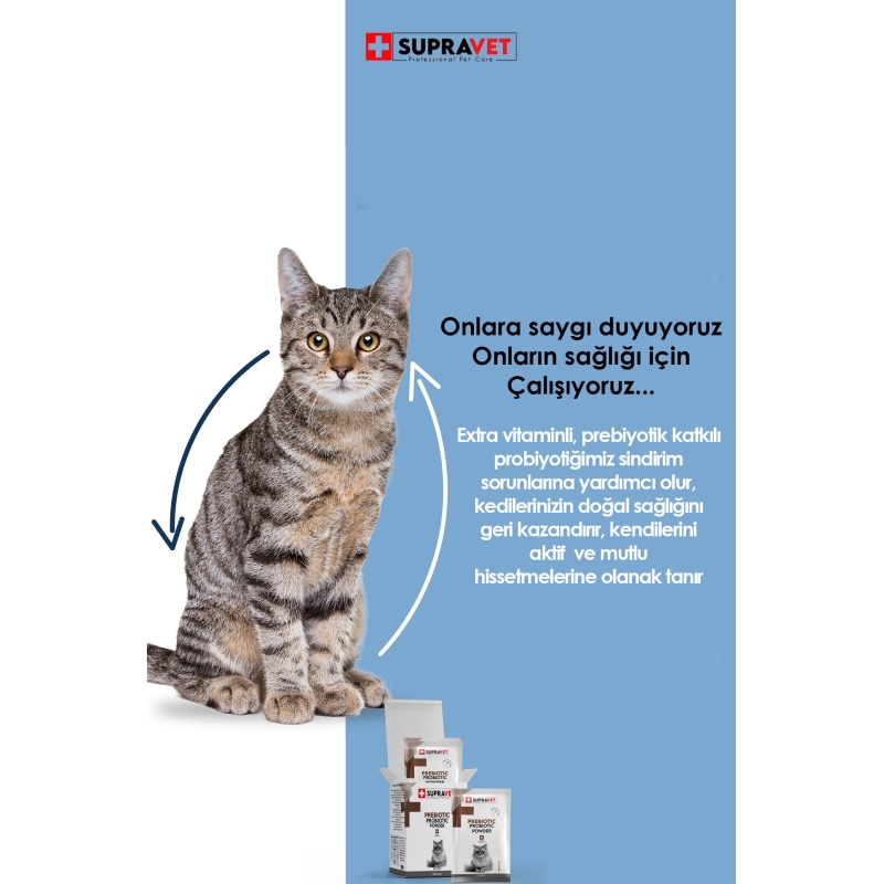 Supravet Toz Probiyotik + Prebiyotik Kedi Bağışıklık Sistemi Güçlendirici 30 ADET X 1.5 GR