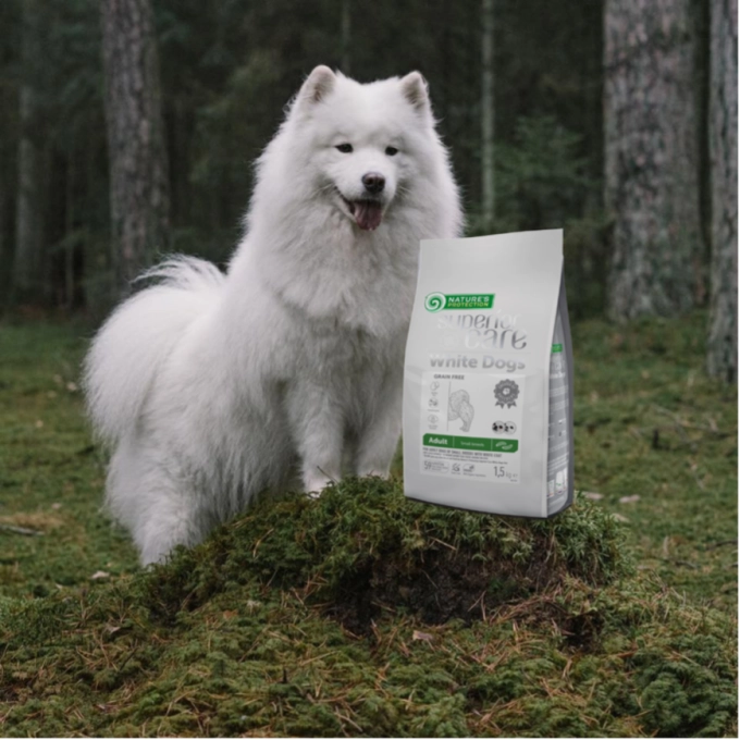 Nature’s Protection Yetıskın Kücük Irk Beyaz Tüylü Köpekler Íçín Tahılsız Larva Proteınlí Tam Mama 1.5 Kg