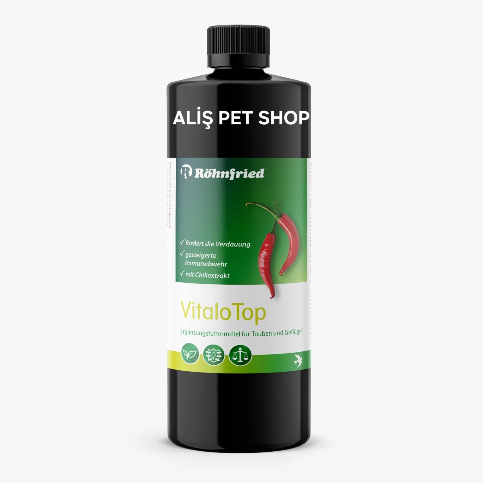 VitaloTop - 500 ml - acı biber, ısırgan otu ve biberiye içeren, yarış güvercinleri için optimize edilmiş bitki özü karışımı