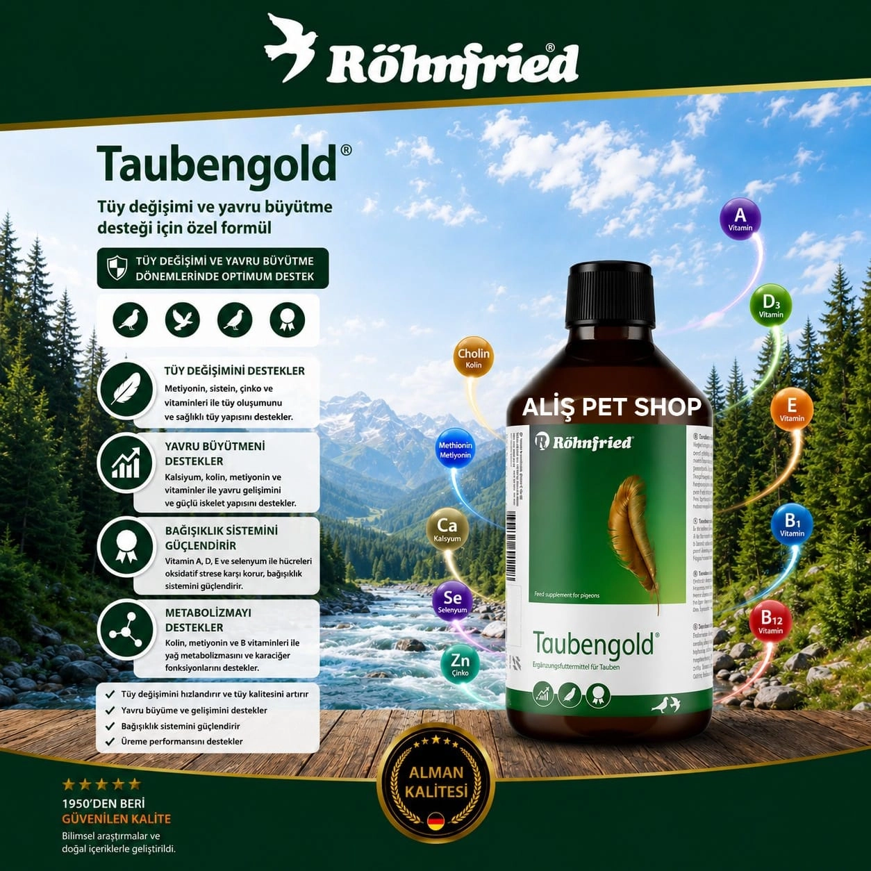 Röhnfried Taubengold Tüyler İçin Özel Vitamin 1 Lt